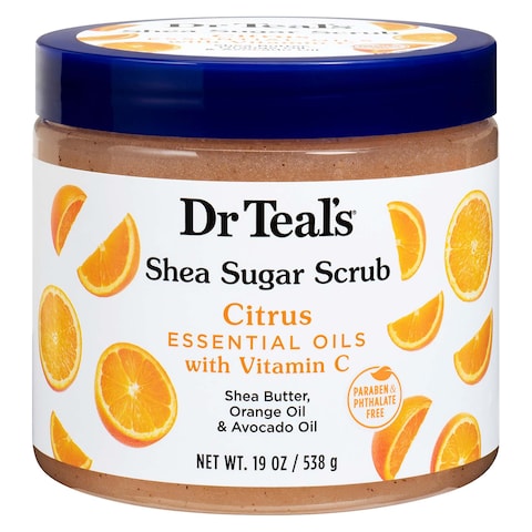 Dr Teal&#39;s Shea Sugar Scrub With Citrus Essential Oils And Vitamin C Pink 538g