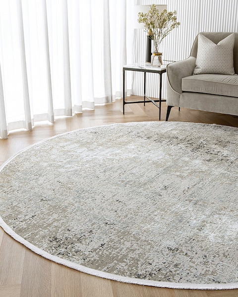 Jacob Ashton 300 cm (Round) Carpet Knot Home Designer Rug for Bedroom Living Dining Room Office Soft Non-slip Area Textile Decor