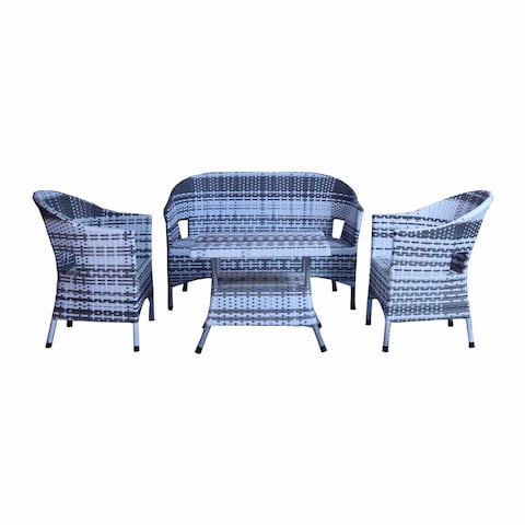 Alalamia Garden Set of 4 Pieces - Sofa, 2 Chairs and Table - Blue