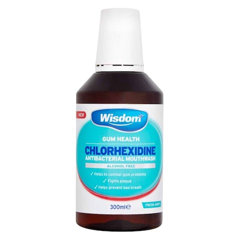 Wisdom Fresh Mint Chlorhexidine Alcohol Free Antibacterial Mouthwash 300ml