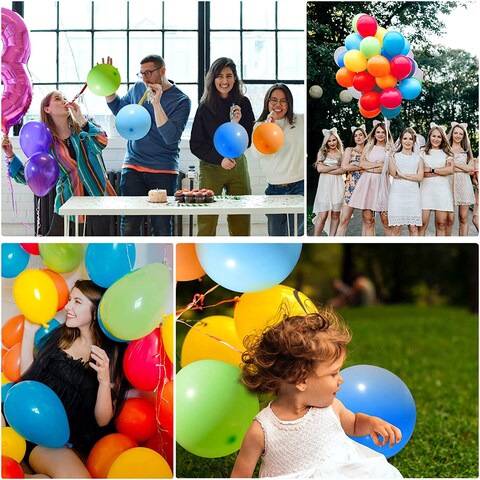 Party Time 100 PCS Party Balloons, 10 Inches Premium Assorted Colorful Balloons, Pack of Strong Latex Balloons for Christmas, Wedding, Anniversary Kids Birthday Party Decoration - Party Supplies