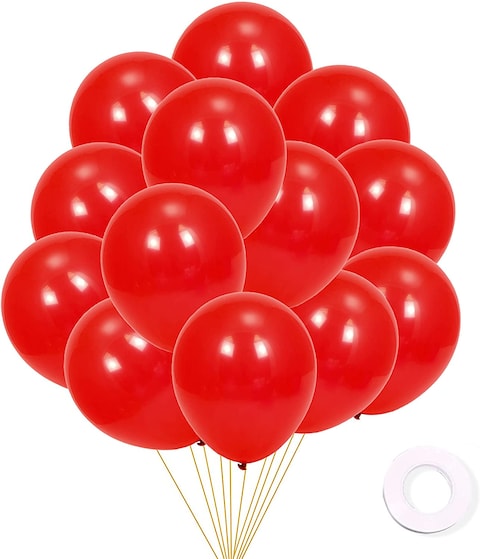 Party Time 20-Pieces 10 inches Standard Red Balloons, Latex Balloons For Baby Shower, Bridal Shower, Valentine&#39;s Day, Wedding Decor &amp; Birthday Party Decoration - Party Supplies