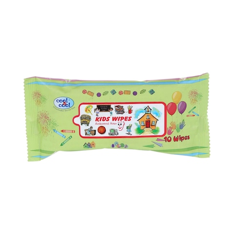 Cool &amp; Cool Anti-Bacterial Kids Green 10 Wipes