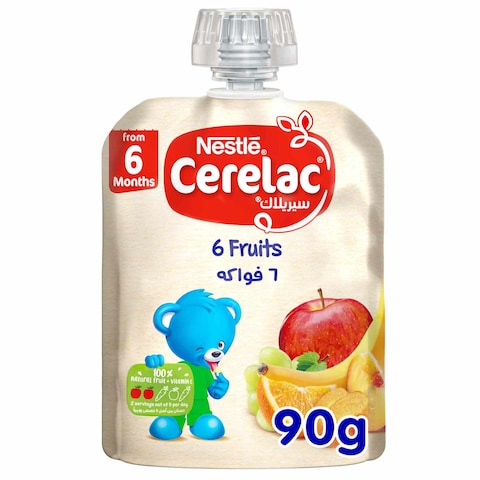 Buy Nestle Cerelac Fruits Puree Pouch 6 Fruits 90g in UAE