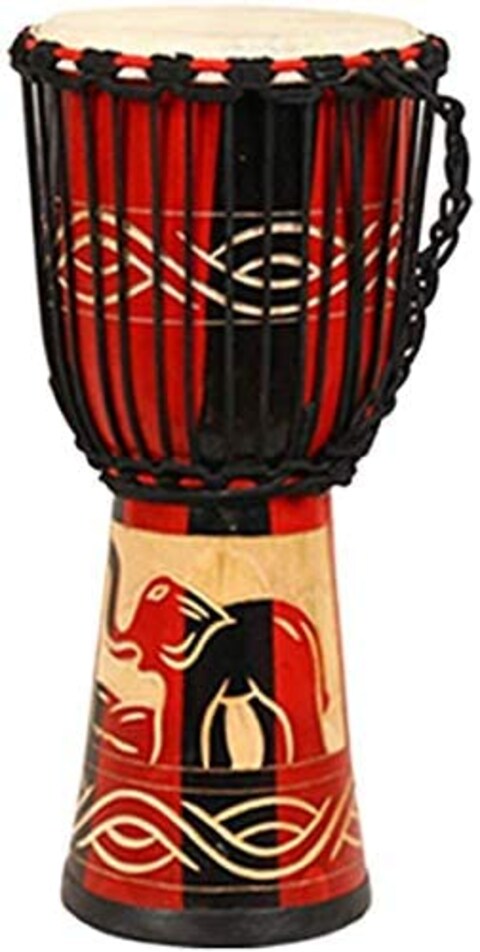 Mike Music Djembes Hand Drums Hand Drums Hand Carved Tambourine Students Practice African Drums, Super Sound Musical Instruments (10Inch Elephant, Red)