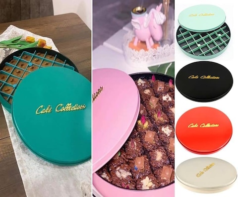 Cake Collection Sweet Container, Kunafa, Basbousa, Cake Container with Plastic partition - Random Colors