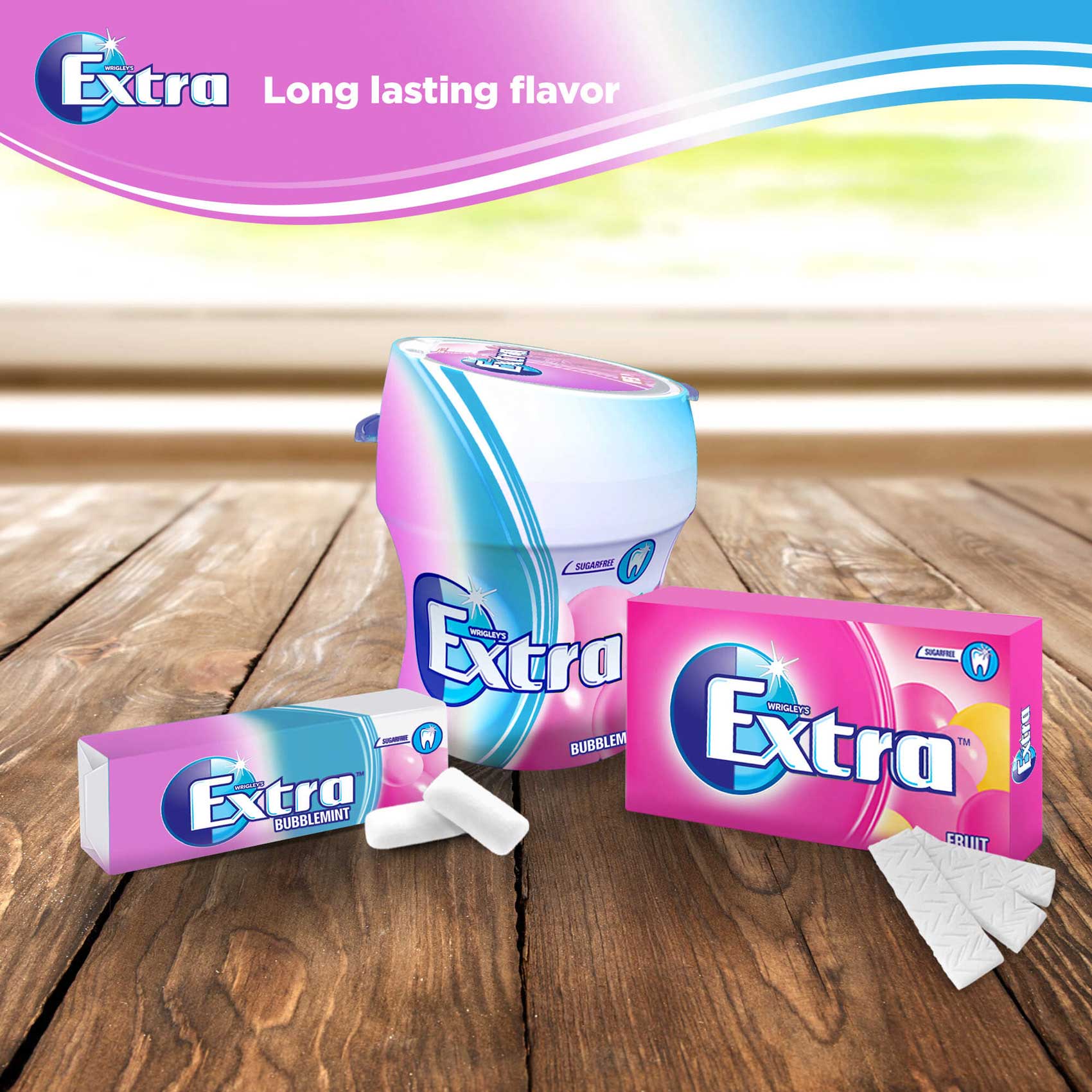 Extra Gum Bubblemint Flavor Sugar Free 14 Gram product thumbnail 5