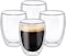 Double Walled Glass Coffee Mugs, Large Insulated Layer Coffee Cups, Clear Borosilicate Mugs, Perfect for Cappuccino, Tea, Latte, Espresso, Wine, Microwave Safe (12OZ/350ml, 4-piece set)