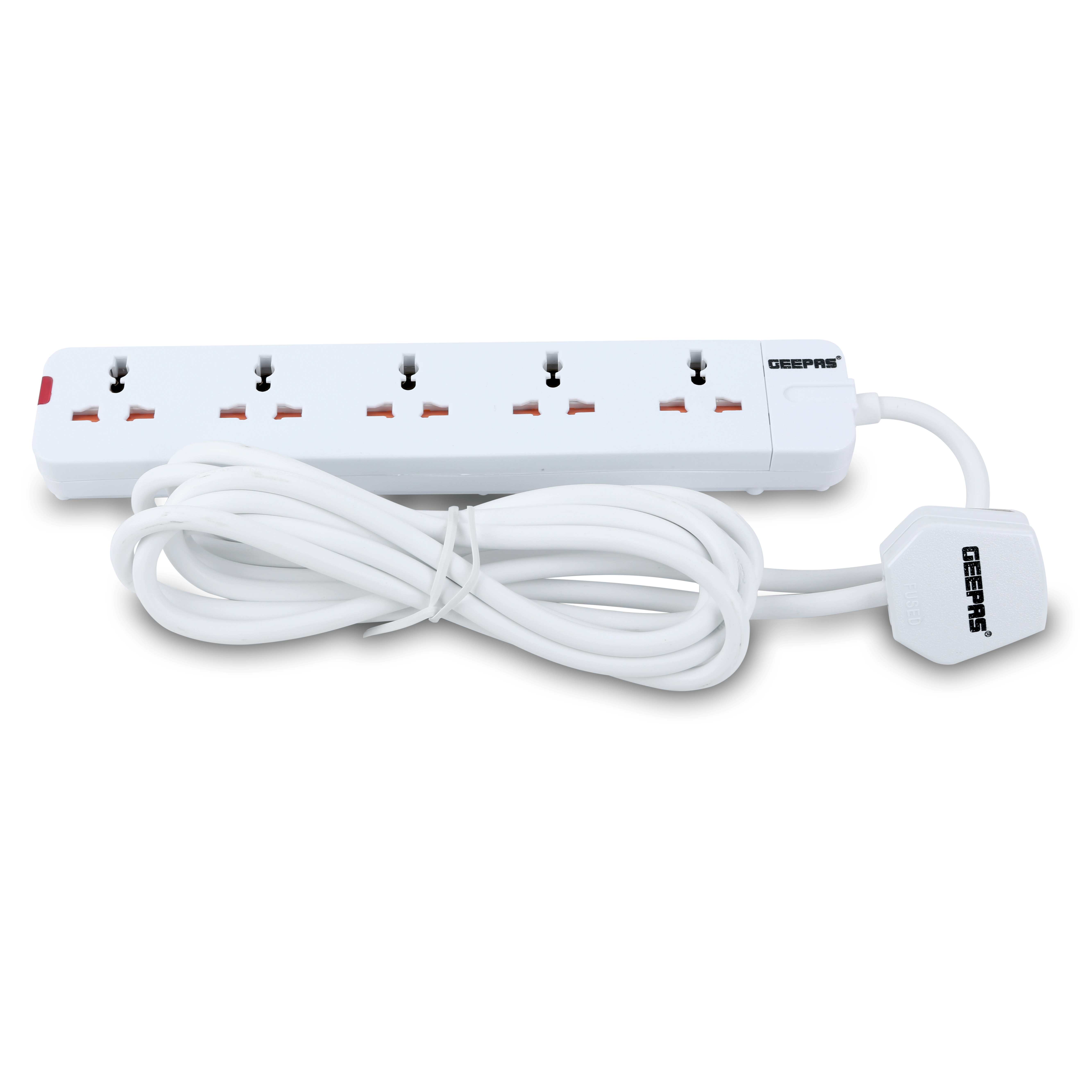 Geepas 5 Way Extension Socket 13A - Extension Lead Strip With LED Indicators | Extra Long Cord With Over Current Protected | Ideal For All Electronic Devices