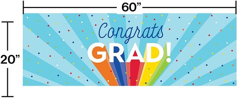 Creative Converting Congrats Grad Giant Party Banner- 20-Inch x 60-Inch Size- Multicolor