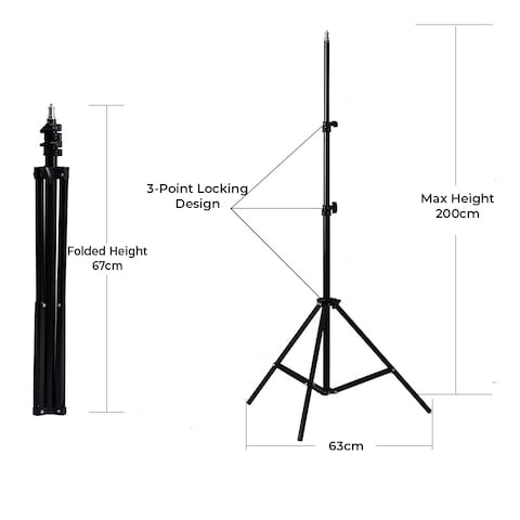 O Ozone Professional Photo Photography Studio 200Cm Height Stodio Light Stand Tripod For Relfectors, Softboxes, Lights, Umbrellas, Backgrounds, DSLR [1 Per Pack] 1/4&quot; Thread Mount [Upgraded]