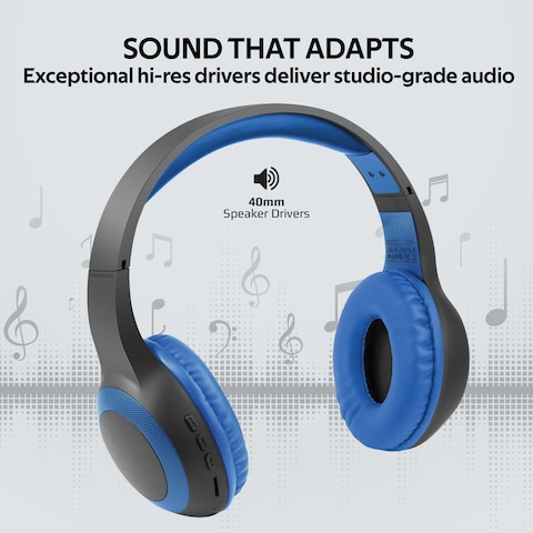 Promate Bluetooth Headphone, Over-Ear Deep Bass Wired/Wireless Headphone with Long Paytime, Hi-Fi Sound, Built-In Mic, On-Ear Controls, Soft Earpads, MicroSD Card Slot and AUX Port, LaBoca Blue