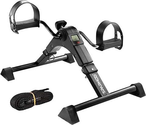Sparnod Fitness SMB-100_B Series Mini Cycle Pedal Exerciser with Adjustable Resistance and Digital Display - Suitable for Light Exercise of Legs &amp; Arms, and Physiotherapy at Home