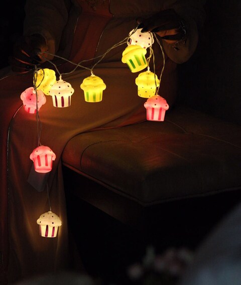 Glittered Cupcake LED String Lights 10 Pcs Multicolor 2M