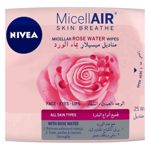 NIVEA MICELL R.WTR FACE WIPES 25&#39;S