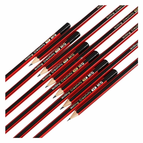 M&amp;G AWP30897 HB Without Eraser Office And School Pencil 12 Pieces Red/Black