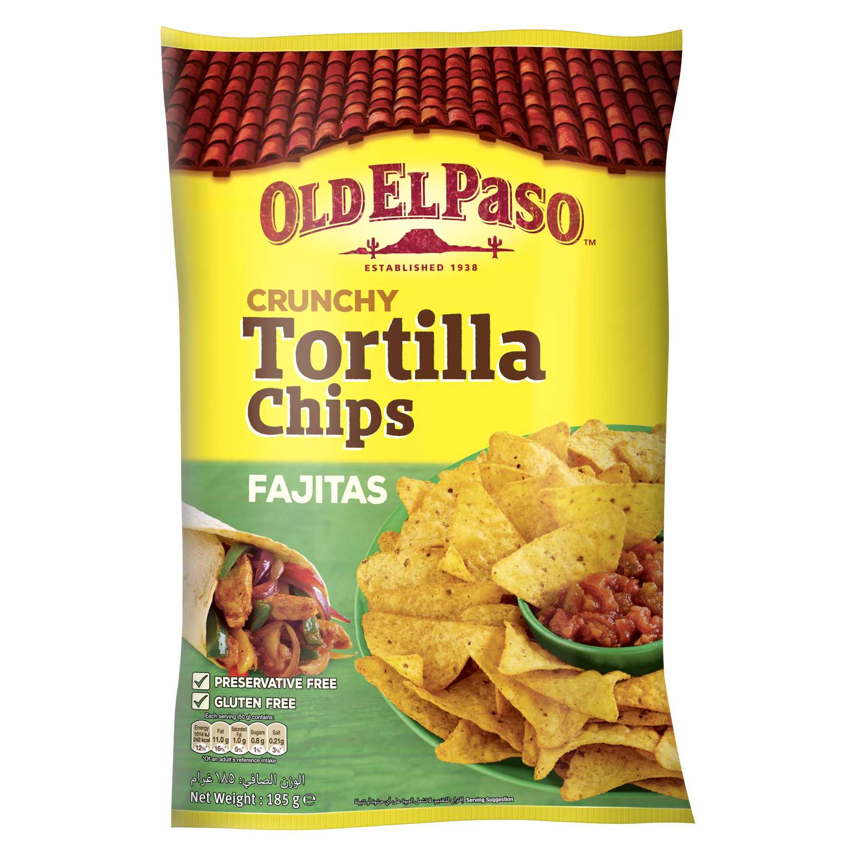 Old El Paso Crunchy Fajitas Tortilla Chips 185g