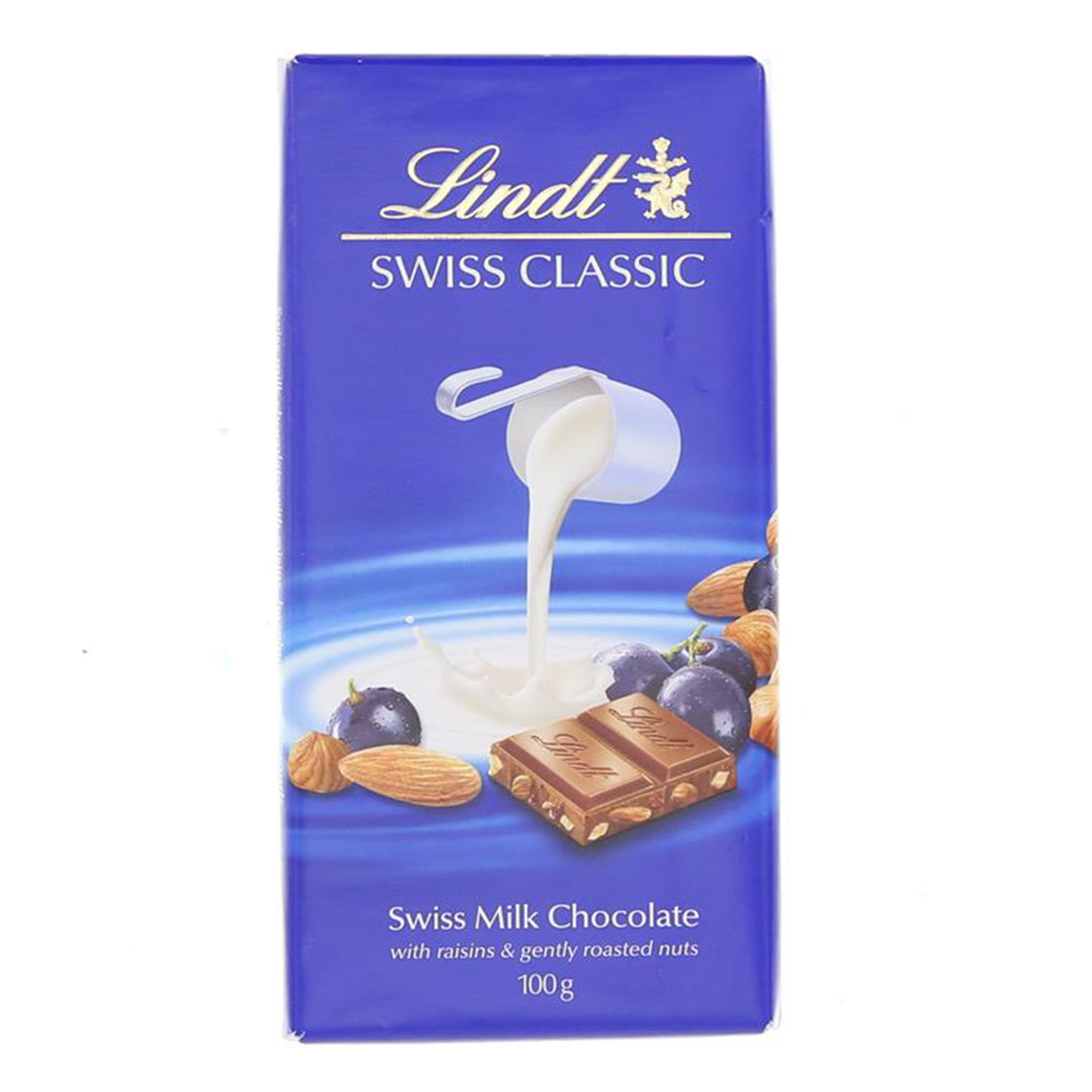 Lindt Swiss Classic Milk Chocolate with Raisins &amp; Gently Roasted Nuts 100g