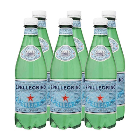 San Pellegrino Sparkling Natural Mineral Water 500ml Pack of 6