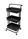 Almufarrej 3-Tier Rolling Shelves Metal Cart Organizer Black 85X45X35cm