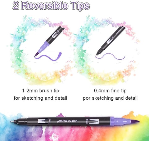 Coolbabycolouring Pens, 100 Colours Art Watercolour Brush Pens Tip And Fine Tip For Adult Colouring Books, Sketching, Drawing, Painting, Calligraphy