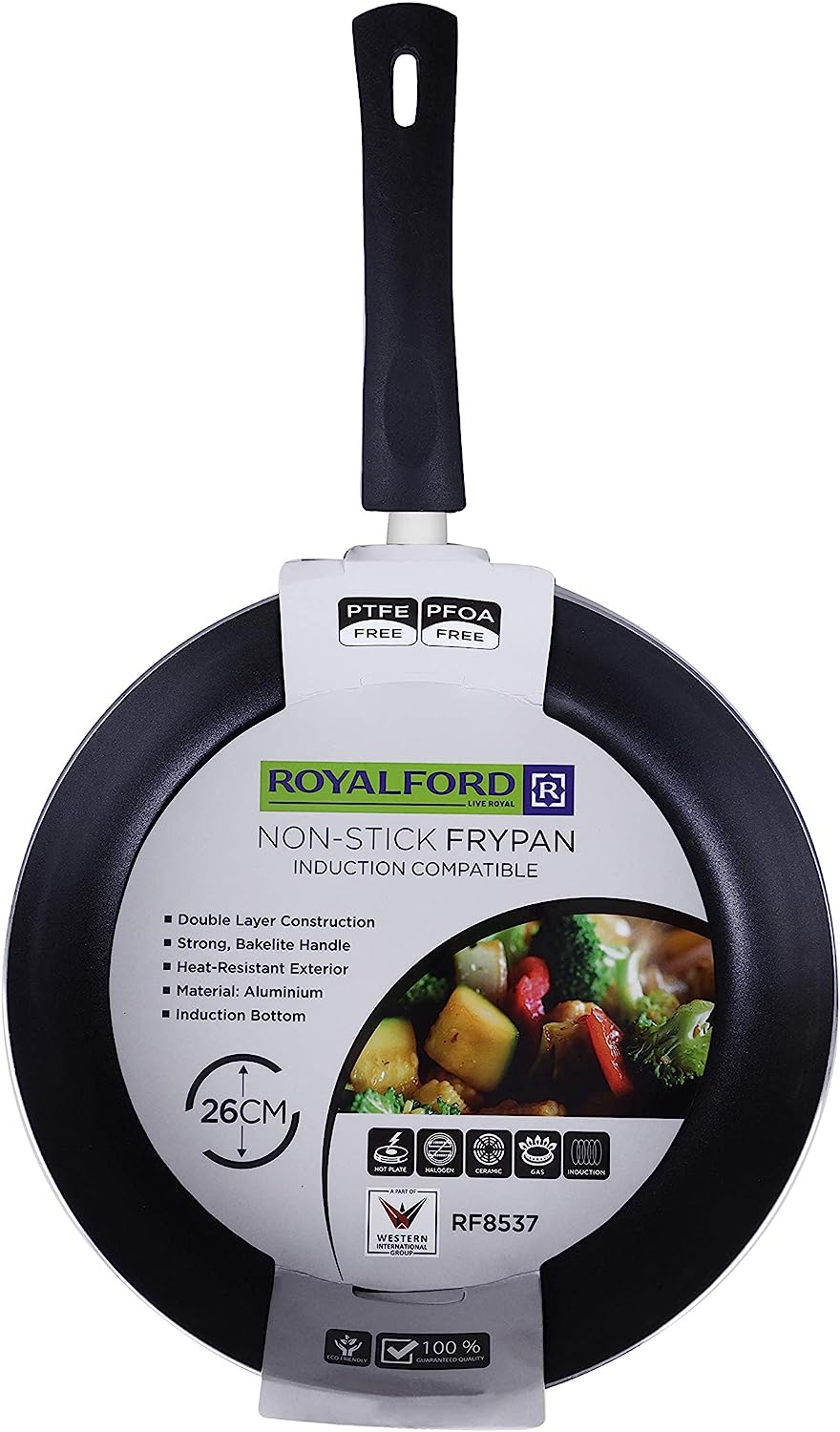 Royalford 26cm Non-Stick Frypan With Induction Base - Smart Fry Pan With Durable Coating &ndash; High-Quality Forged Aluminium Construction, Non-Stick Pan For Gas, Induction Base