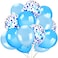 Konsait - 40 Pieces 12 Inches Confetti Balloons White &amp; Blue Latex Balloons Helium Balloons Party Supplies For Wedding Birthday Baby Shower Party
