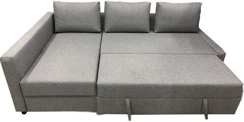 Karnak Convertible Sofa Cum Bed L-Shape Corner Sofa Plus Diwan Bed With Storage Box &amp; Cushion For Living Room, Home, Office, Apartment, Studio Room Size 215x150x75 Centimeters Ksb223