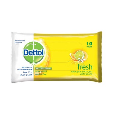 Dettol Fresh Anti-Bacterial Skin Wipes 10 Count