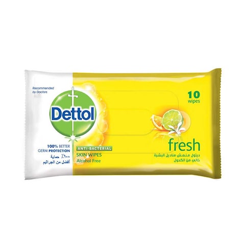 Dettol Fresh Anti-Bacterial Skin Wipes 10 Count