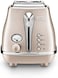 De'Longhi Icona Capitals Beige Vintage Style 2 Slice Toaster, 6 Browning Levels, 2 Extra Wide Bread Slots, Defrost And Reheat Functions, Removable Crumb Tray, Ctot2003.Bg