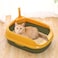 Vsell24 Cat Litter Box Pet Litter Tray Kitten Pan Toilet Shovel Bedpan Green Home Style Cat Litter Box-Forest Green