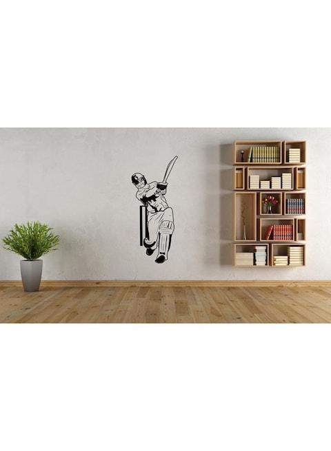 Spoil Your Wall Cricket Batsman Wall Sticker Black 45x110cm