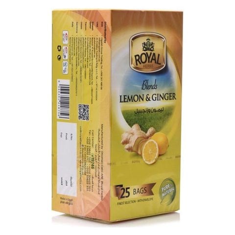 ROYAL LEMON &amp; GINGER ZITRONE &amp; INGWER 25TEA BAGS x1.5G