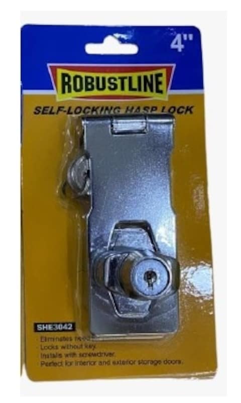 Lock for aluminium door with hasp and staple - 4&quot;