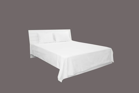 Deyarco Princess Flat Sheet 3pc-Fabric: Cotton Poly Easy Iron - Color: White -Size: Double 200X240cm + 2 Pillowcase Size: 50X75cm