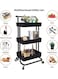 Almufarrej 3-Tier Utility Cart Rolling Storage Shelf Black 43x36x87cm