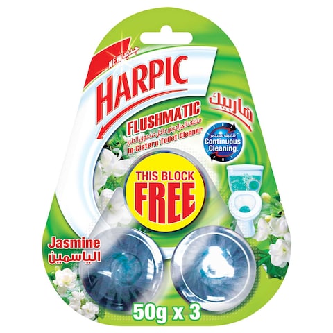 Harpic Flushmatic Jasmine In-Cistern Toilet Cleaner, 50g (Pack of 3)