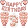 Party Time Best Quality Rose Gold Happy Birthday Balloons Set - Large, Pack of 39 I Rose Gold Happy Birthday Letter Balloons I Star and Heart Foil Balloons I Rose Gold Latex and Confetti Balloons - Pa