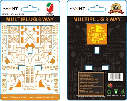 Multiplug Adaptor 3 Way Universal Sockets with Indicator Fused UK Plug Adaptor by AVANT, UK