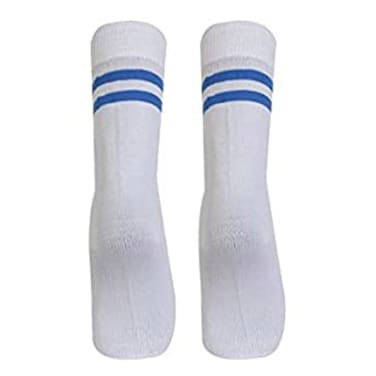 SCHOOL SOCKS WHITE/BLUE STRIPE L