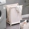 Cozy Nest 97L Wooden Laundry Basket for Dirty Clothes.Portable X Frame Freestanding Toilet Sorter Cart Organizer for Toys and Bathroom Towels Blankets (Beige)