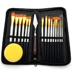 اشتري KKmoon-17pcs Artist Paint Brush Set with Canvas Bag Paint Scraper Sponge for Watercolor Brush Oil Acrylic Drawing Painting Art Supplies في الامارات