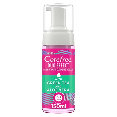 Carefree Daily Intimate Cleansing Mousse for Women - Duo Effect - with Green Tea and Aloe Vera - 150ml