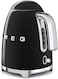 Smeg 50's Style Electric Kettle KLF03BLUK, 3000 W, 1.7 L, Black, Stainless Steel, Glossy Finish