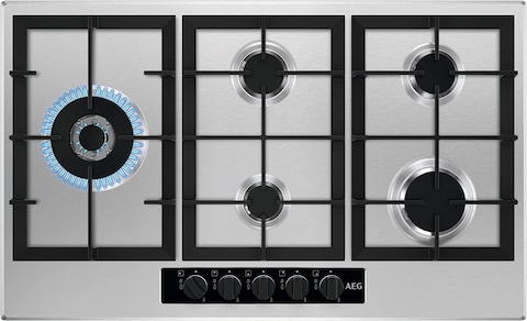 AEG Gas Hob Built-In, 90cm, 5 Burner, Stainless Steel, HGB95520YM, Made In Italy (1 Year Warranty)