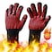 2Pcs Kitchen Fireproof Gloves Heat Resistant Thick Silicone Cooking Baking Barbecue Oven Gloves BBQ Grill Mittens red