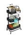 Almufarrej 3 Tier Rolling Shelves Metal Cart Organizer black 85x45x35cm