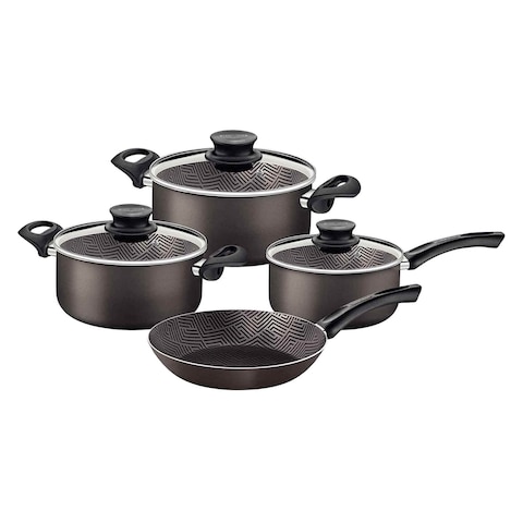 Tramontina Paris Texture Aluminium Cookware Set 7 Pieces Black