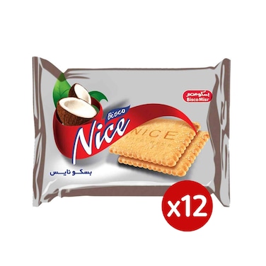 Bisco Misr Nice Coconut Biscuits - 4 Pieces - 12 Pieces